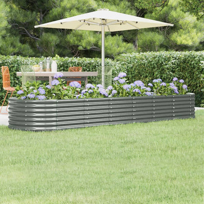 Garden Raised Bed Galvanized Steel 116.5"x31.5"x14.2" Gray