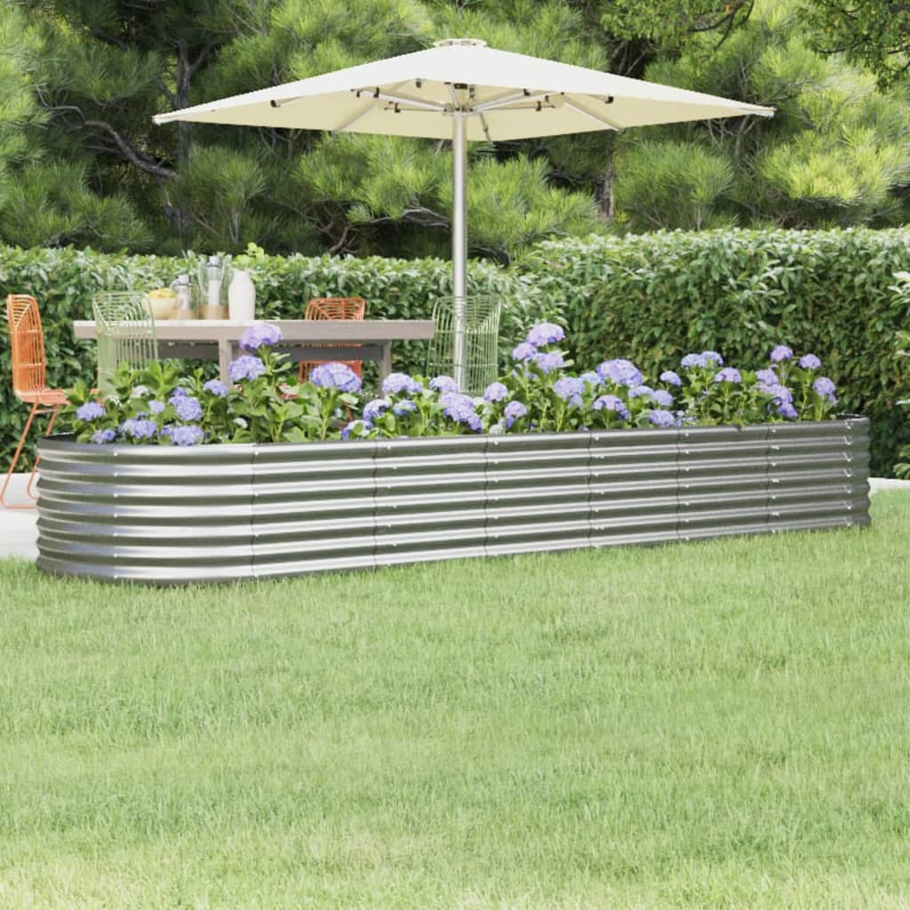 Garden Raised Bed Galvanised Steel 296x80x36 cm Silver