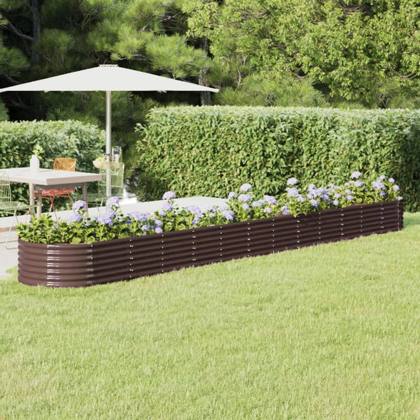 Garden Raised Bed Powder-coated Steel 512x80x36 cm Brown
