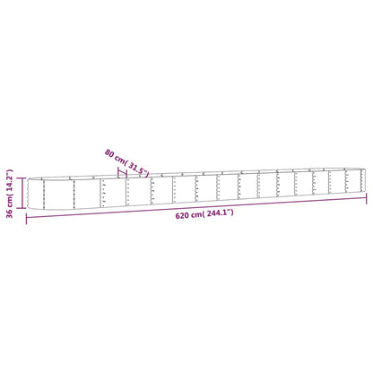 Garden Raised Bed Galvanized Steel 244.1"x31.5"x14.2" Gray