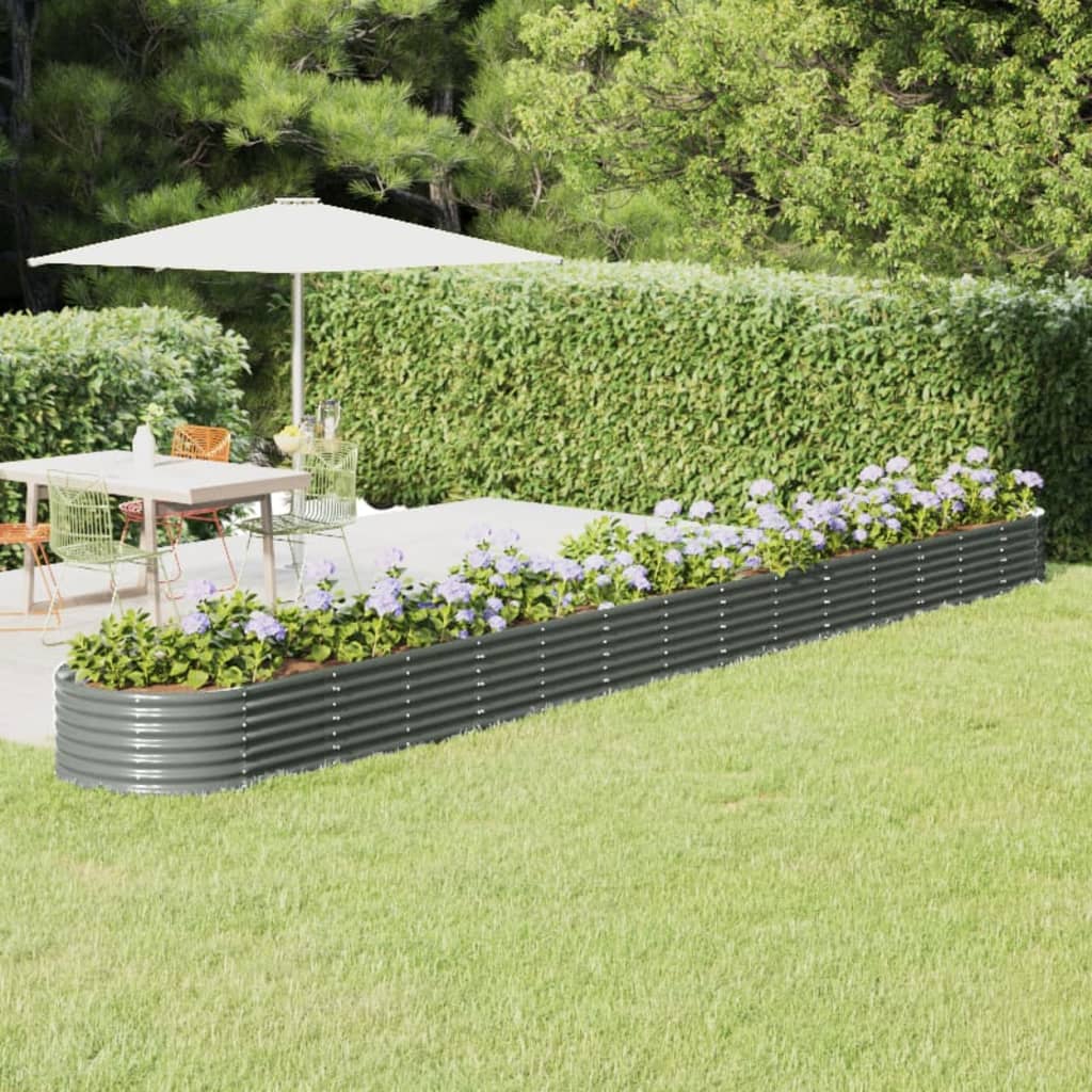 Garden Raised Bed Galvanized Steel 244.1"x31.5"x14.2" Gray
