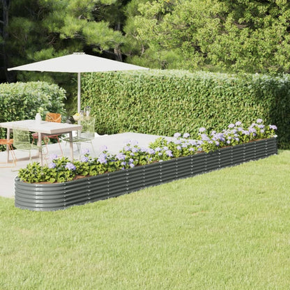 Garden Raised Bed Galvanized Steel 244.1"x31.5"x14.2" Gray