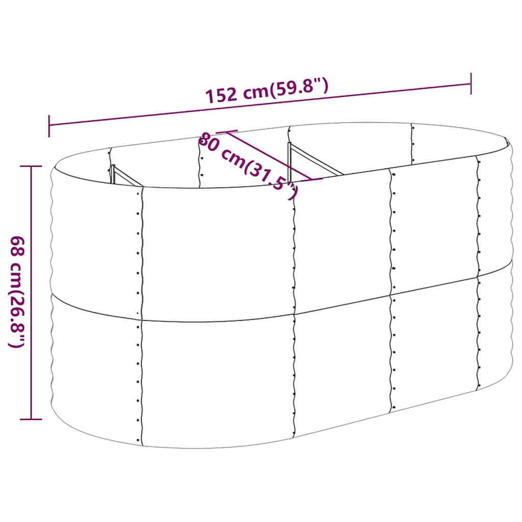 Garden Raised Bed Galvanised Steel 152x80x68 cm Brown