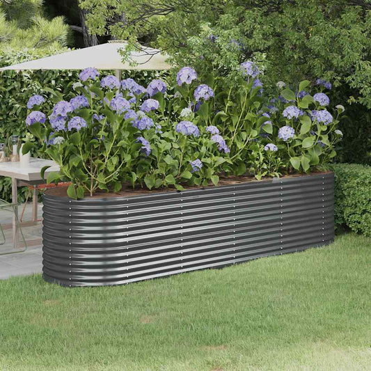 Garden Raised Bed Galvanised Steel 296x80x68 cm Anthracite
