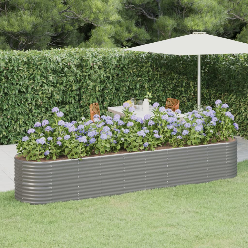 Garden Raised Bed Galvanized Steel 144.9"x31.5"x26.8" Gray