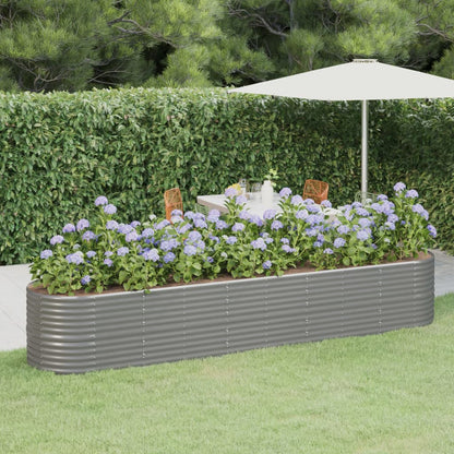 Garden Raised Bed Galvanized Steel 144.9"x31.5"x26.8" Gray