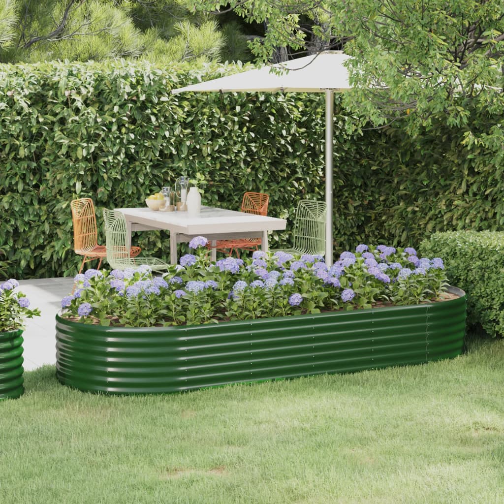 Garden Raised Bed Galvanised Steel 249x100x36 cm Green