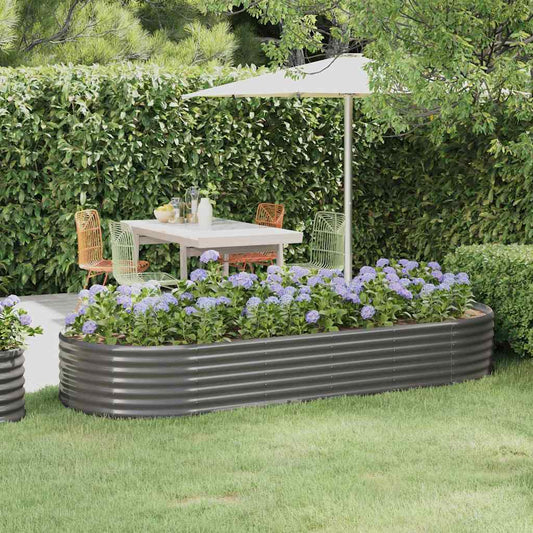Garden Raised Bed | Grey | Powder-coated steel | 249 x 100 x 36 cm