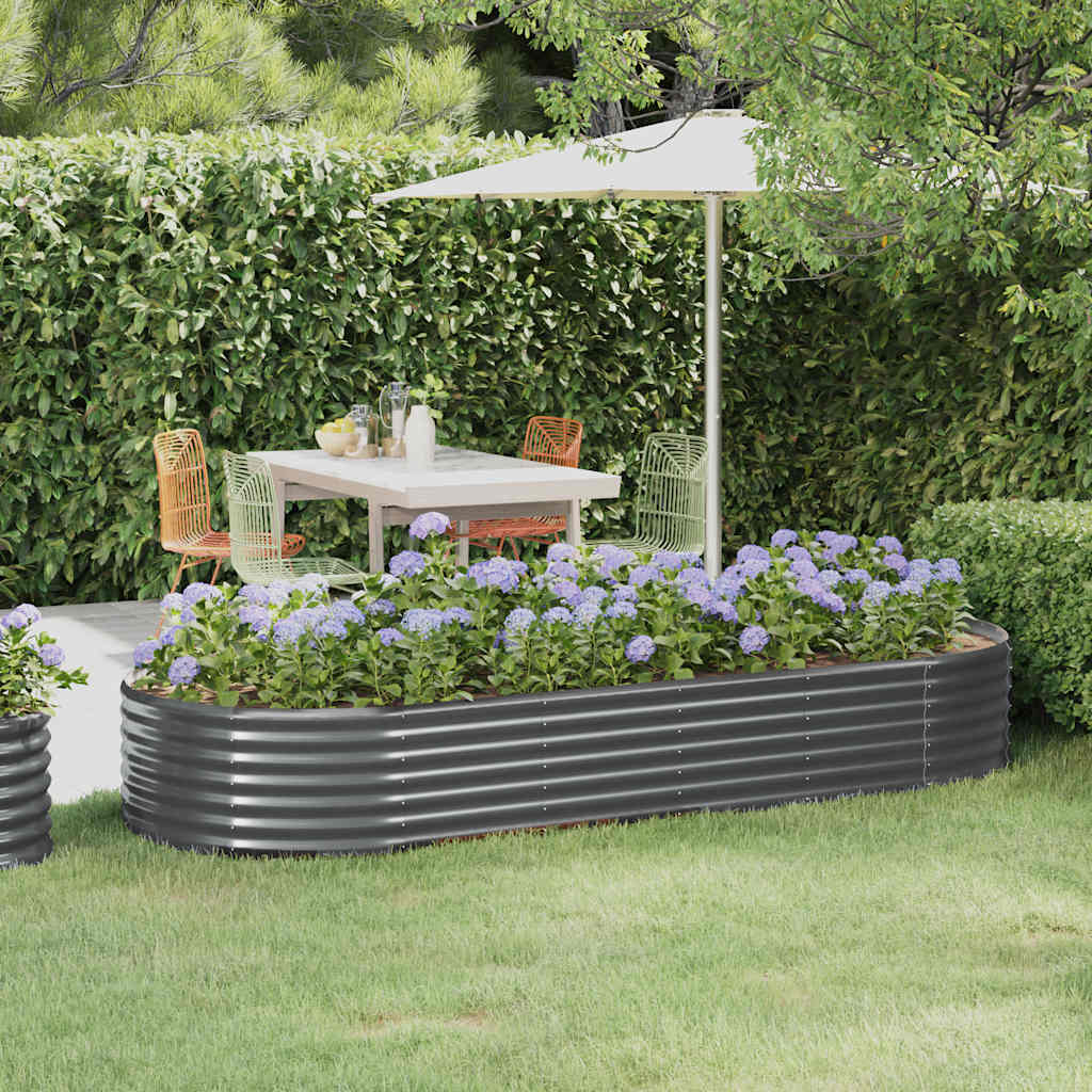 Garden Raised Bed Galvanised Steel 249x100x36 cm Anthracite