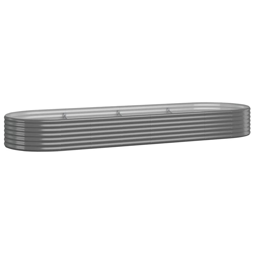 Garden Raised Bed Galvanised Steel 322x100x36 cm Grey