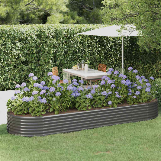 Garden Raised Bed | Grey | Powder-coated steel | 322 x 100 x 36 cm