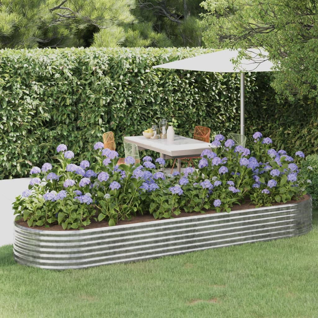 Garden Raised Bed Galvanised Steel 322x100x36 cm Silver