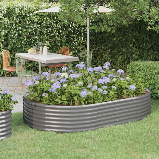 Garden Raised Bed Galvanised Steel 214x140x36 cm Grey