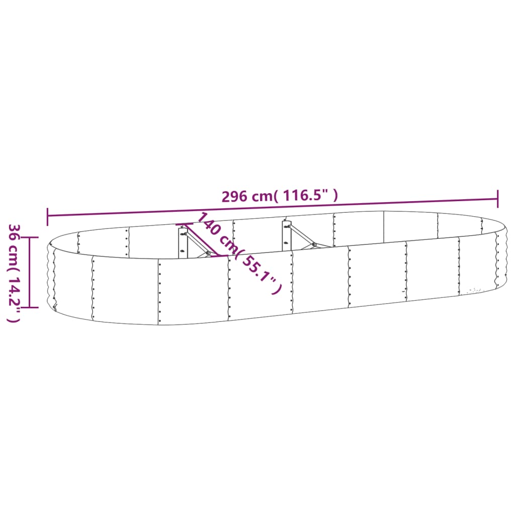Garden Raised Bed Galvanised Steel 296x140x36 cm Green