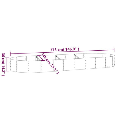 Garden Raised Bed Galvanised Steel 373x140x36 cm Silver