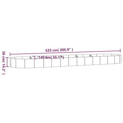 Garden Raised Bed Galvanised Steel 523x140x36 cm Silver