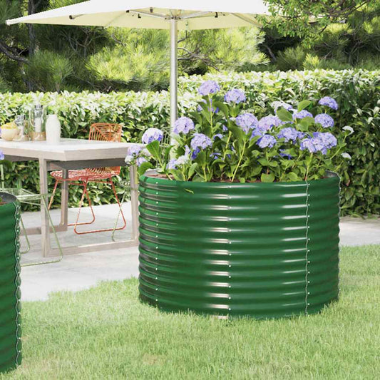 Garden Raised Bed Galvanised Steel 100x100x68 cm Green