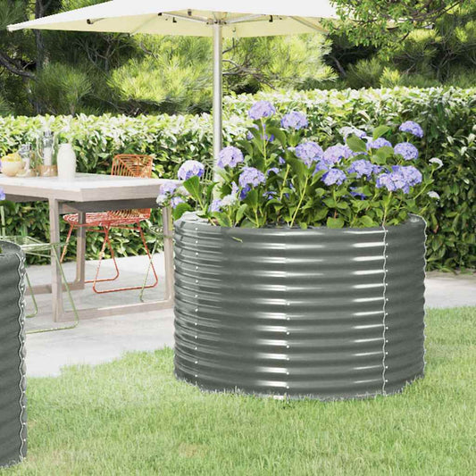 Garden Raised Bed | Grey | Powder-coated steel | 100x100x68 cm | Durable