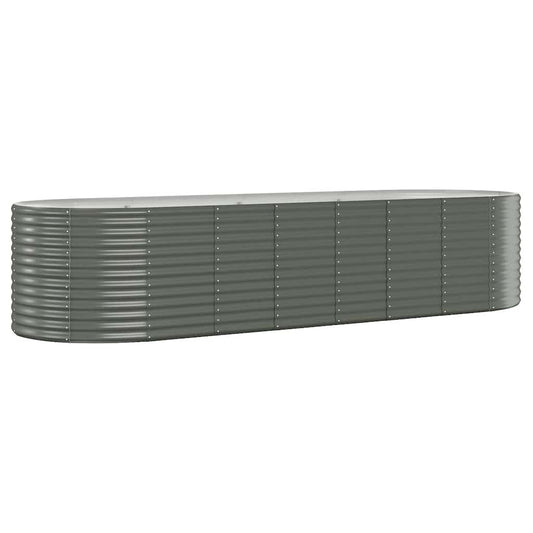 Garden Raised Bed Galvanised Steel 322x100x68 cm Grey