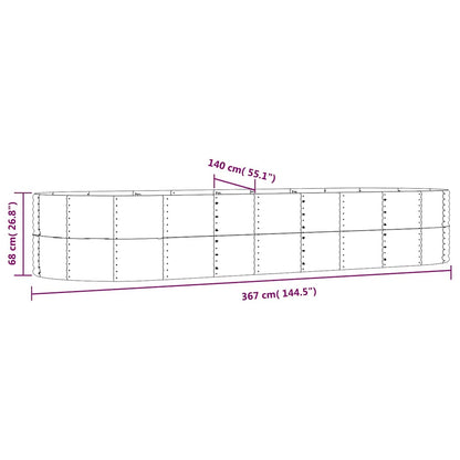 Garden Raised Bed Grey 367x140x68 cm Galvanised Steel