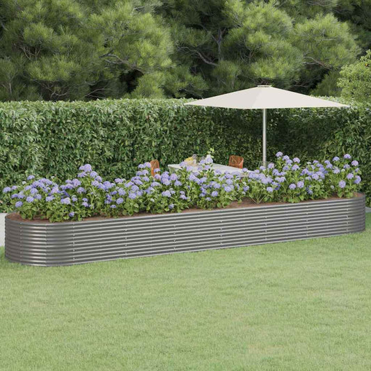 Garden Raised Bed Powder-coated Steel 584x140x68 cm Grey