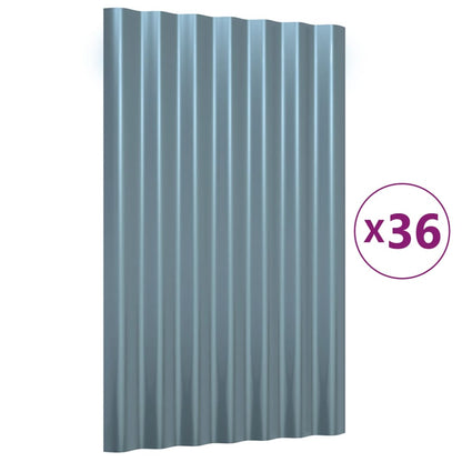 Roof Panels 36 pcs Galvanised Steel Grey 60x36 cm
