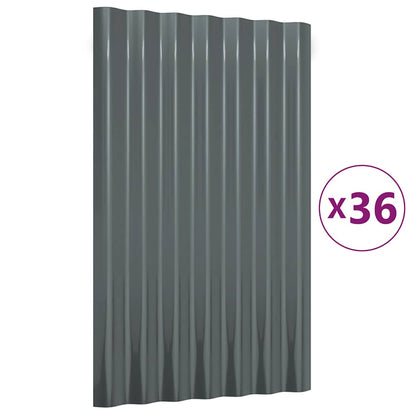 Roof Panels 36 pcs Galvanized Steel Anthracite 23.6"x14.2"
