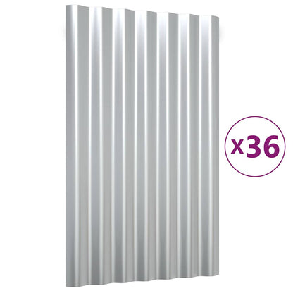 Roof Panels 36 pcs Galvanized Steel Silver 23.6"x14.2