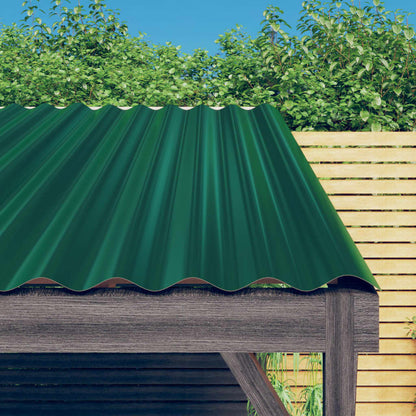 Roof Panels 12 pcs Galvanised Steel Green 80x36 cm