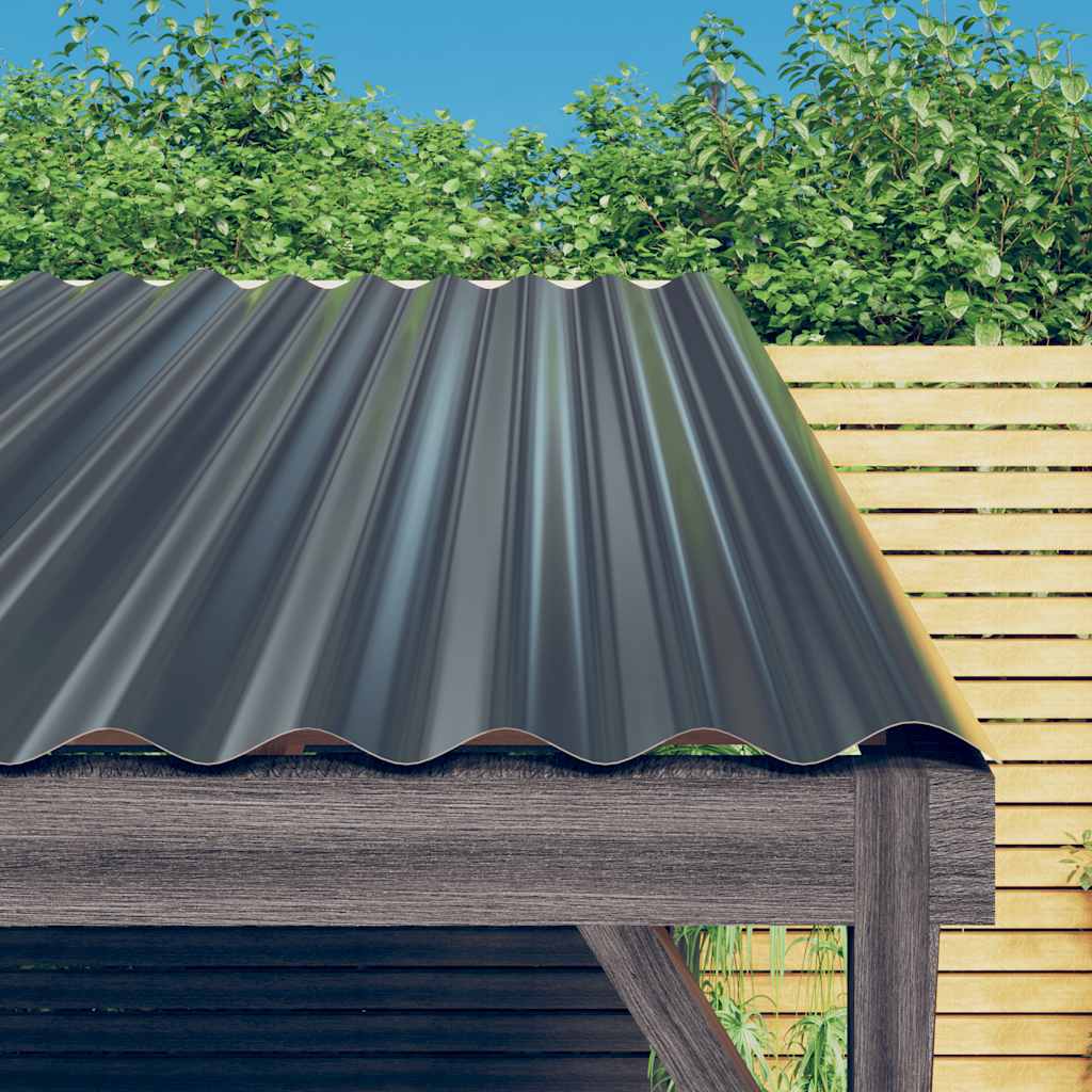 Roof Panels 12 pcs Galvanised Steel Anthracite 80x36 cm