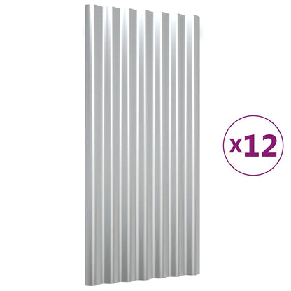 Roof Panels 12 pcs Galvanized Steel Silver 31.5"x14.2