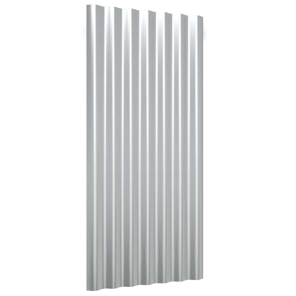 Roof Panels 12 pcs Galvanized Steel Silver 31.5"x14.2