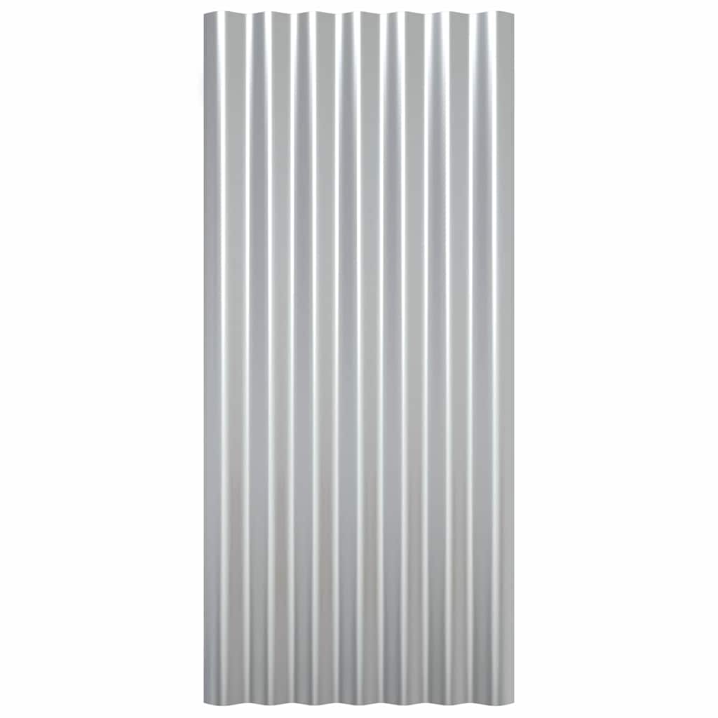 Roof Panels 12 pcs Galvanized Steel Silver 31.5"x14.2