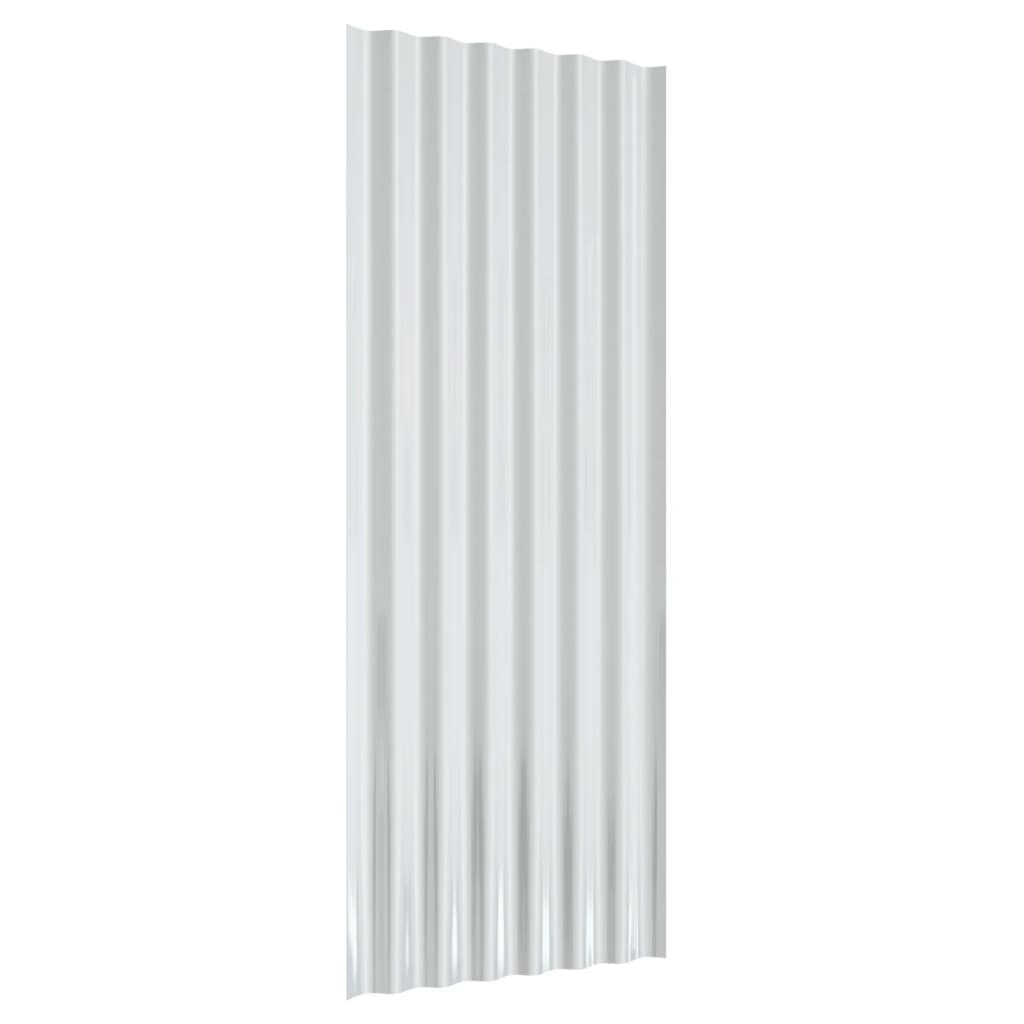 Roof Panels 12 pcs Galvanised Steel Grey 100x36 cm