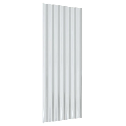Roof Panels 12 pcs Galvanised Steel Grey 100x36 cm