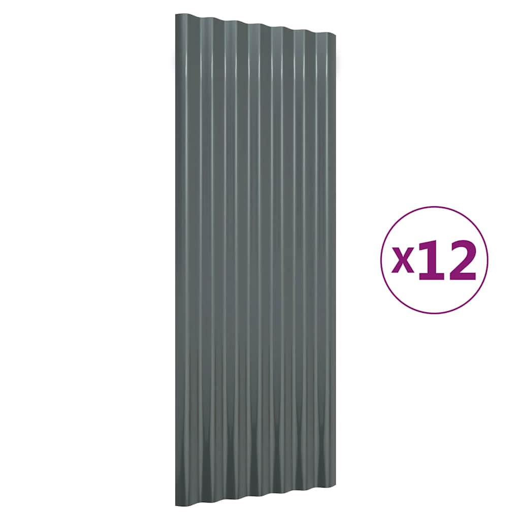 Roof Panels 12 pcs Galvanized Steel Anthracite 39.4"x14.2"