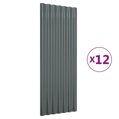 Roof Panels 12 pcs Galvanized Steel Anthracite 39.4"x14.2"