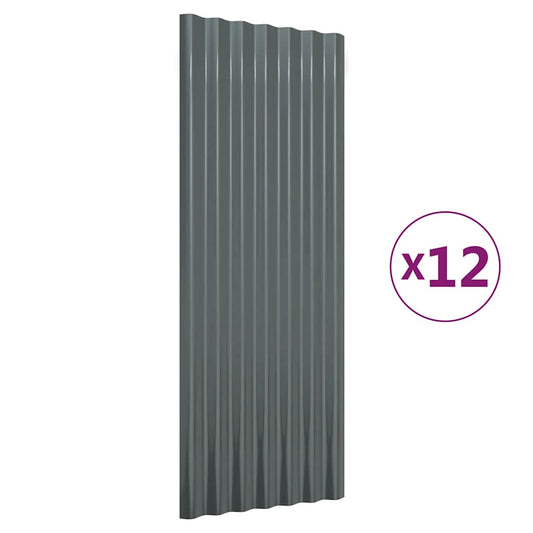 Roof Panels 12 pcs Galvanized Steel Anthracite 39.4"x14.2"