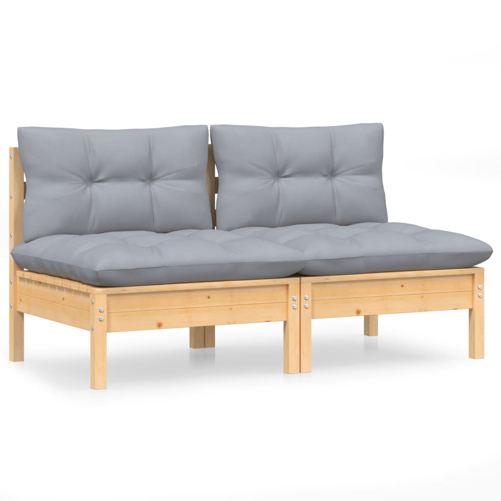 2-seater Garden Sofa Gray, Natural Wood
