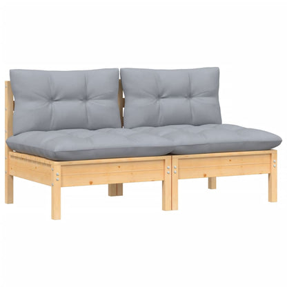 2-seater Garden Sofa Gray, Natural Wood