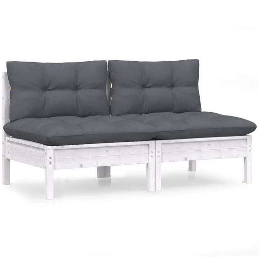 2-seater Garden Sofa White Solid pinewood Compact Modular