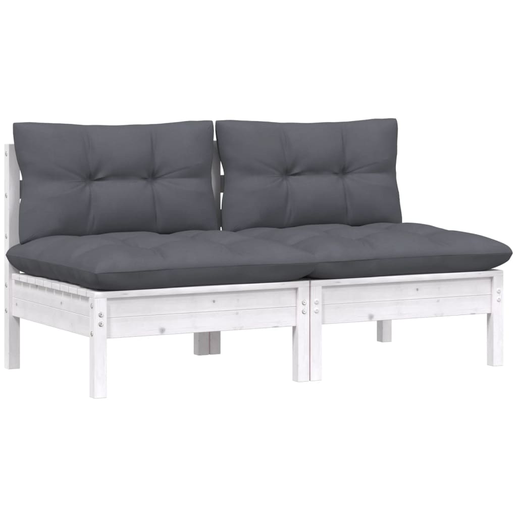 2-seater Garden Sofa White Solid pinewood Compact Modular