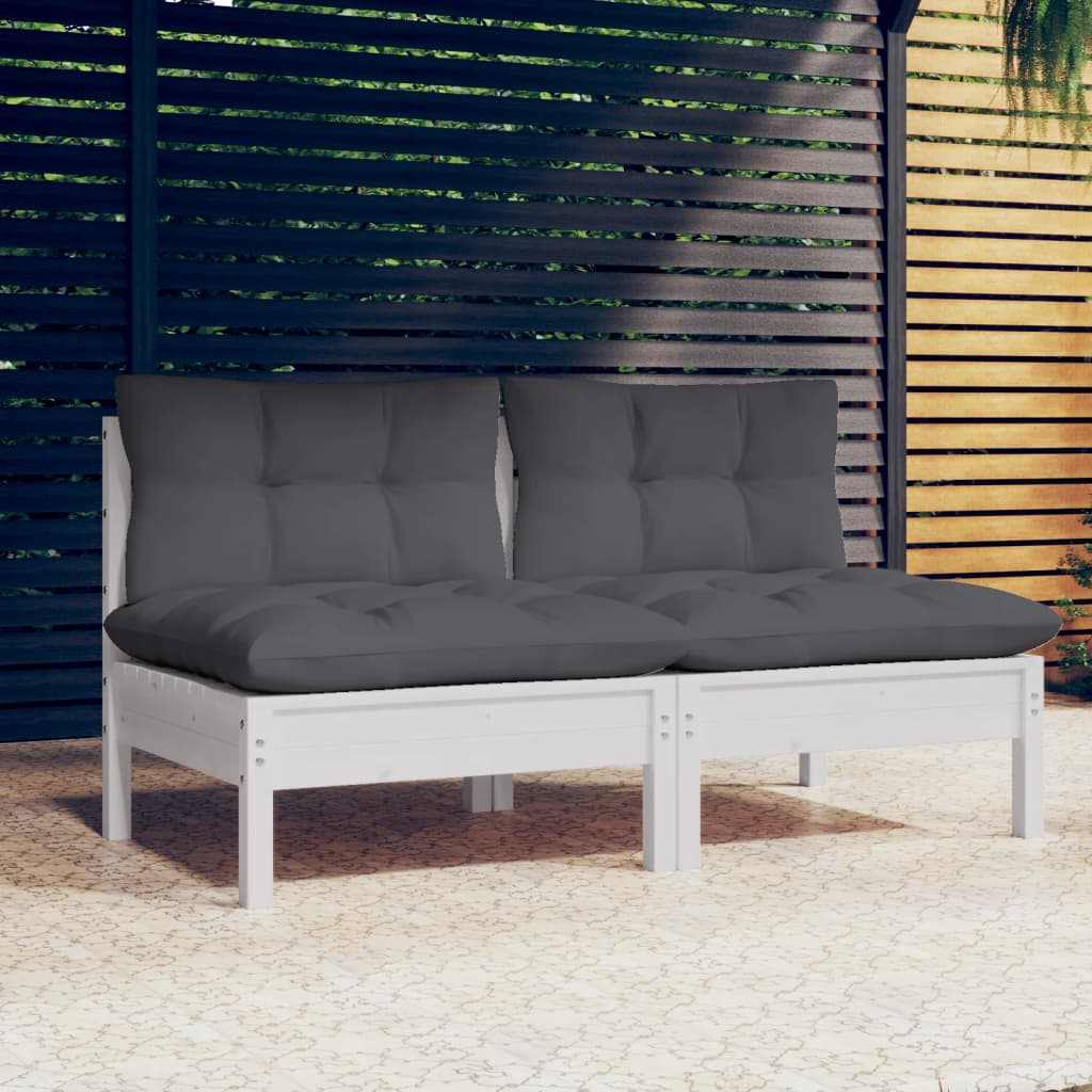 2-seater Garden Sofa White Solid pinewood Compact Modular