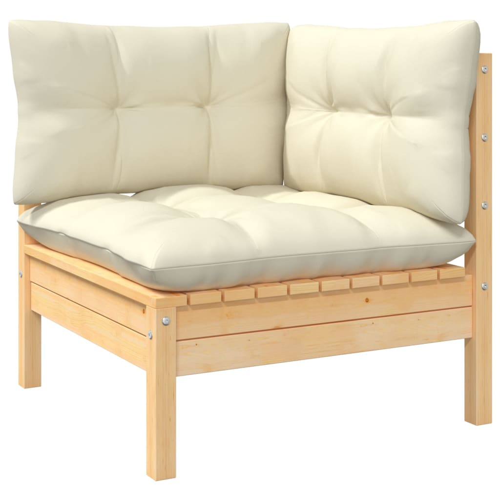 2-seater Garden Sofa Cream Solid pinewood, fabric (100% polyester)
