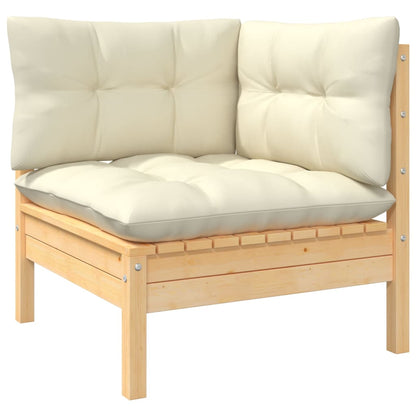 2-seater Garden Sofa Cream Solid pinewood, fabric (100% polyester)