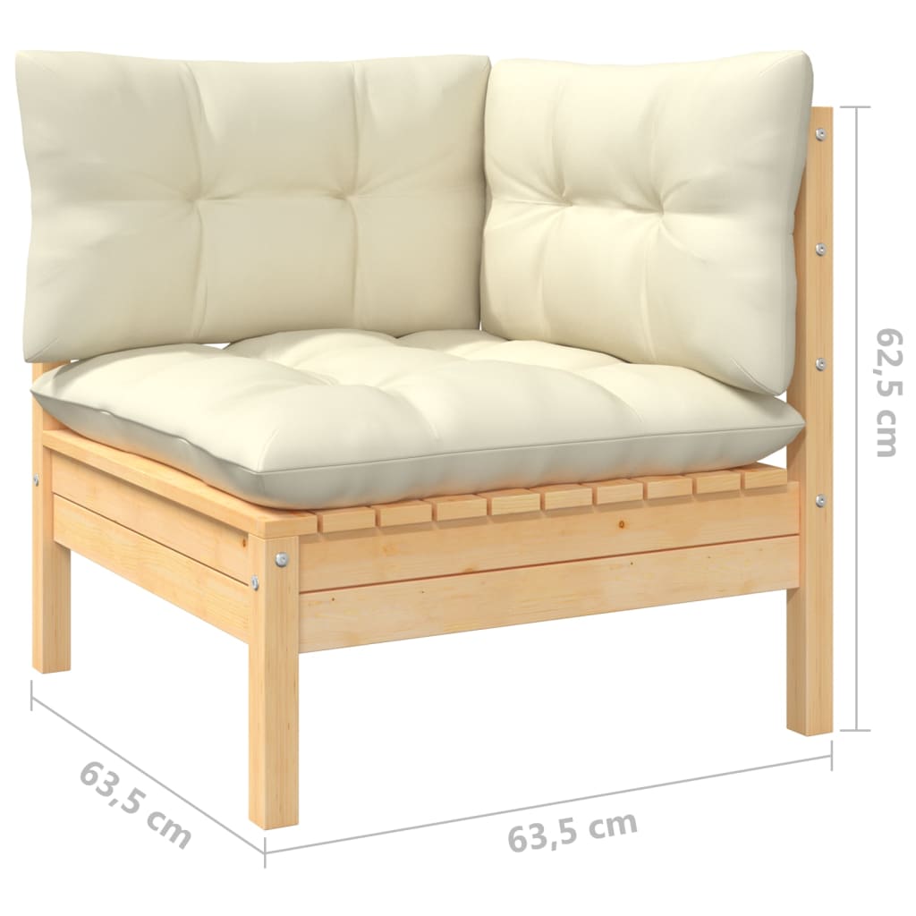 2-seater Garden Sofa Cream Solid pinewood, fabric (100% polyester)
