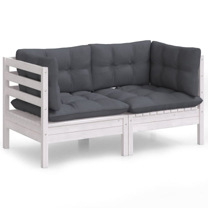 2-seater Garden Sofa White and Anthracite