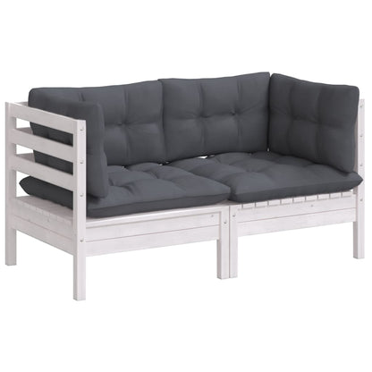 2-seater Garden Sofa White and Anthracite