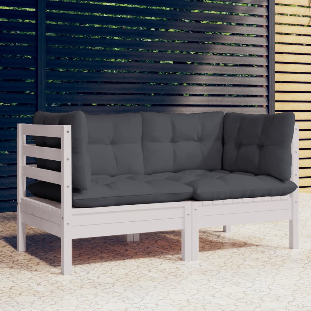 2-seater Garden Sofa White and Anthracite
