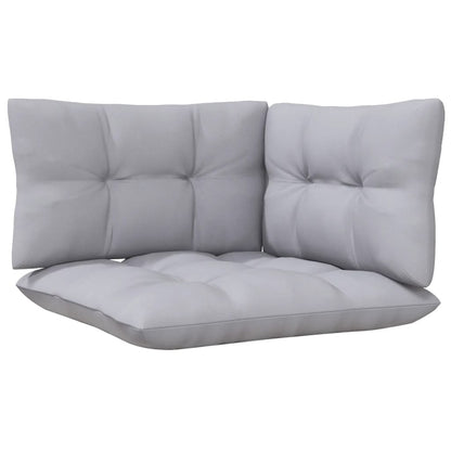 3-Seater Patio Sofa with Gray Cushions Solid Pinewood